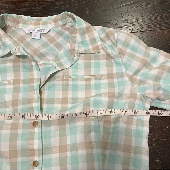 Gander Mountain | Blue, white & tan hiking blouse - Picture 2 of 10